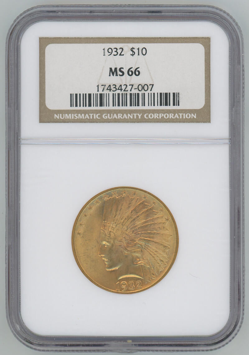 Gorgeous 1932 $10 US Gold Indian NGC MS 66, Rare High Grade Image 1