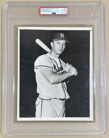 Eddie Mathews Type 1 Original Photo, 7x9. 1957 World Series. PSA Image 1